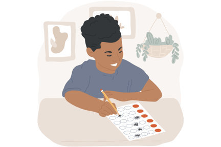 Student sitting at a desk taking a test