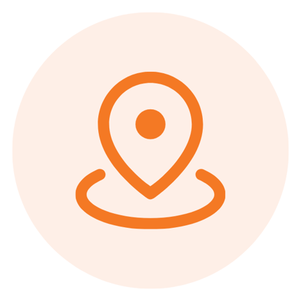 Place Symbol That is shadowed by circled of school color Icon